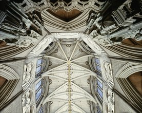 The richly ornamented Gothic vaulting of the nave
