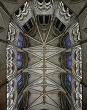 The richly ornamented Gothic vaulting of the nave