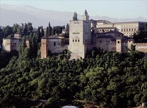 The south facade of the Alhambra Palace, Granada   Spain