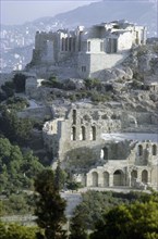 Panoramic view of Acropolis and the ancient theatre of Herodus Atticus