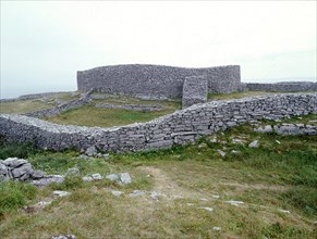 The walls of the Fort of Dun Aengus on the Isle of Inishmore, Co