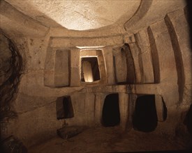 View of the Hal Saflieni "Hypogeum", a hewn rock structure used as a cemetery