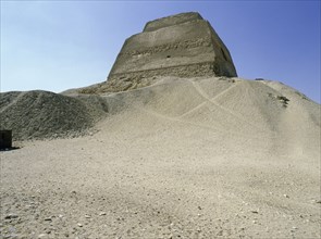 The inner core of the pyramid of Meidum, surrounded by the debris of its collapsed outer covering