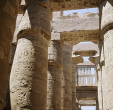The colonnades of the great temple of Amun at Karnak