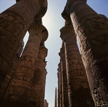 The columns of the Hypostyle Hall at the great temple of Amun, Karnak