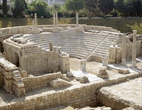 View of the auditorium of Kom Al-Dikka, the Roman theatre at Alexandria, probably built in the 3rd century AD, with later modifications