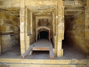 The extensive complex of burial chambers at Kom el-Shuqafa