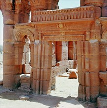 The "kiosk" or entryway at Naga, part of a Meroitic temple complex, blends local and Graeco-Roman architectural and iconographic features
