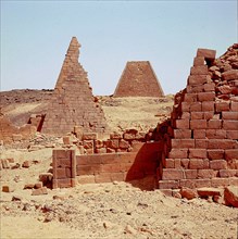 The pyramids of the Meroitic kings and queens in the north cemetery, Meroe