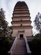 The Lesser Goose Pagoda located to the south of the present city wall of Xian