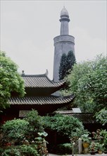 The Memorial Mosque to the Prophet, the Huai Sheng Si, more usually known as Beacon Tower Mosque, where the Islamic minaret rises above the roofline of traditional Chinese architecture