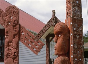 20th century carvings in a Maori village in Rotorua