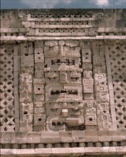 Facade of one of  the  buildings of the Nunnery quadrangle at Uxmal