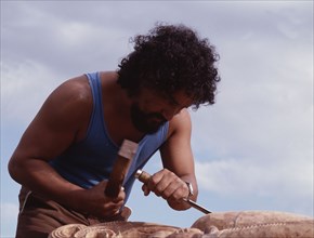 Maori carver, Vince Rerard, of Waipa Kokira Centre, Te Awamatu