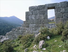 View of the fortification wall of the fort at Phyle, north-west of Athens