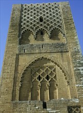 The topless tower of the unfinished mosque of Hassan at Rabat