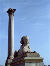 The misnamed "Pompey's Pillar", still standing in front of the Serapeum at Alexandria where it was erected in circa 299 AD in honour of the Emperor Diocletian