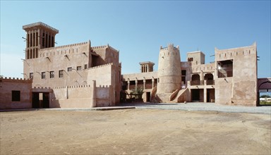 View of the fort at al-'Ain from the courtyard, showing wind tower
