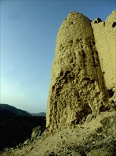 Mud brick tower at Fujairah castle, former seat of the Sharqiyyin family, rulers of Fujairah emirate