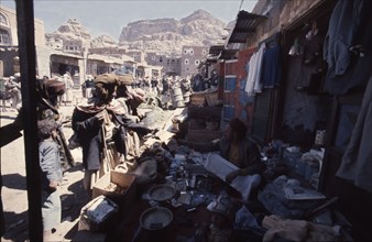 View of traders in an ancient market near San'a