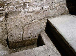 Roman wall under the church of St
