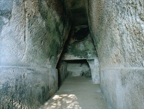 The rock-hewn tunnel leading to the cave of the Cumaean Sibyl, near Pozzuoli