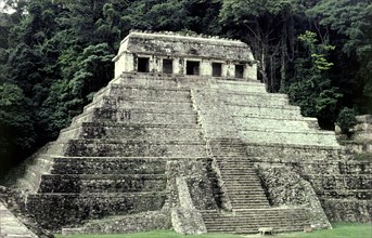 General view of the Temple of Inscriptions at the Mayan city of Palenque