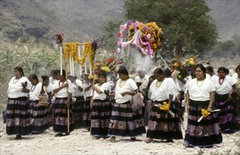 View of rural springtime fiesta at the remote village of Zitlala, Guerrero