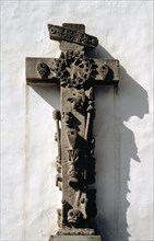 Church cross at Convent of San Francisco, Tepeapulco, built in the C16th on the site of an Aztec temple pyramid to the god Huitzilopochtli