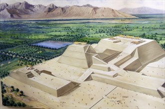 Artist's impression of the temple-tomb pyramid at Sipan, Lambayeque Valley