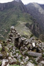 View of Machu Picchu from the Inca ruins at the summit of Huayna Picchu