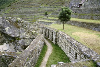 Inca structure and terraces at Machu Picchu