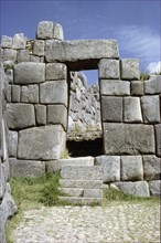 Trapezoidal Inca doorway with lintel at Sacsahuaman