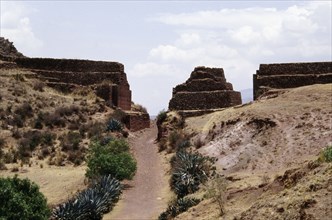 View of Rumicolca, the Inca defended gateway to the valley of Cuzco