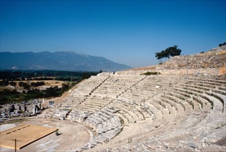 View of the theatre at the Graeco-Roman city of Philippi, Macedonia, northern Greece