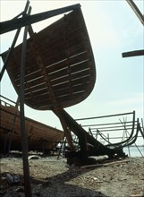 Dhows are still constructed using the traditional methods at Ajman wharf, using woods brought from India