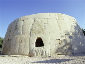 Northwest entrance of Hili tomb, a multiple grave within a pillbox-shaped structure of finely dressed stones