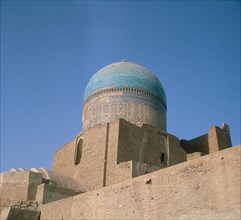 Blue-tiled dome of a madrasa, Bukhara