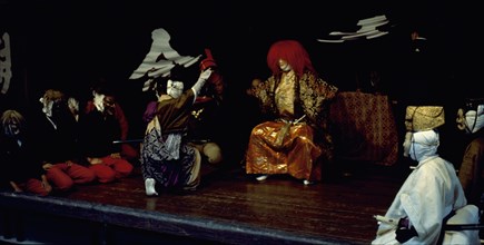 Scene from a Kyogen play, a light form of drama associated with Noh