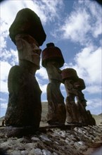 Five "Moai" statues at Anakena Bay