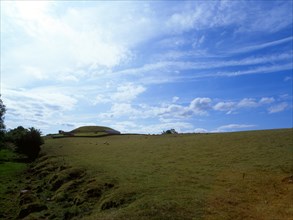 View of the stone built mound covering the prehistoric passage tomb at Newgrange