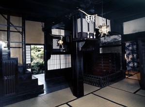 House interior in the Shimabara district of Kyoto, one of Japan's earliest pleasure quarters which opened in the time of Hideyoshi Toyotomi