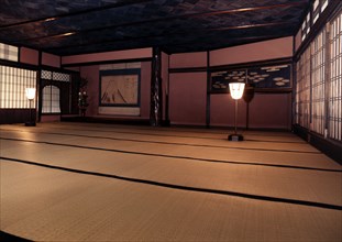 An interior in Shimabara, one of Japan's earliest pleasure quarters which opened in Kyoto in the time of Hideyoshi Toyotomi