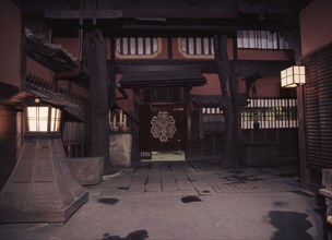 Exterior in Shimabara, one of Japan's earliest pleasure quarters which opened in Kyoto in the time of Hideyoshi Toyotomi