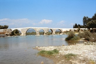 The 13th C Seljuk bridge spanning the Koprucay (ancient Eurymedon) river