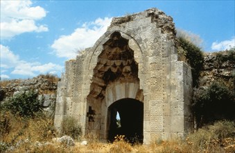 View of the main entrance of the caravanserai "evdir hani"