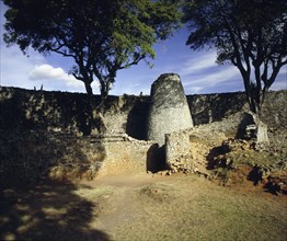View of the conical tower of Great Zimbabwe