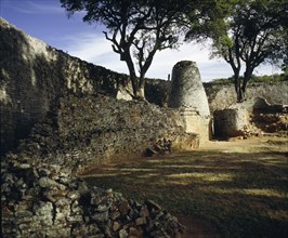 View of the conical tower and the enclosure of great Zimbabwe