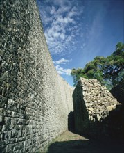 View of the path around the interior wall of the great enclosure at the site of great Zimbabwe