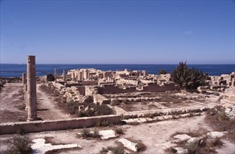 The Temple of Liber Pater (a fertility deity) and the agora (market place) at Sabratha, one of the three major cities of Roman Tripolitania